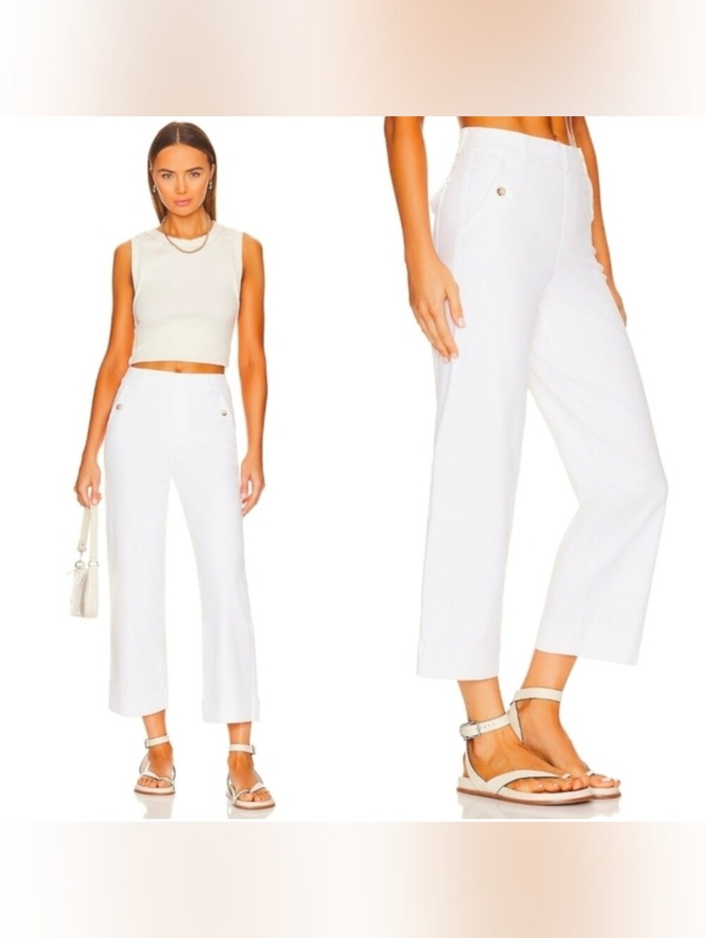 Spanx Twill Wide Leg Pants White
